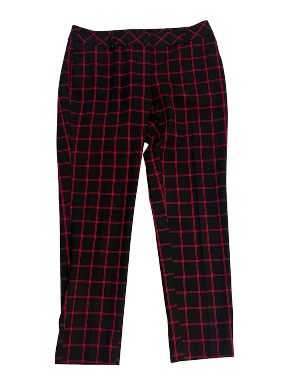 White House Black Market The Slim Ankle 6R Black Red Plaid Pants Preppy Office